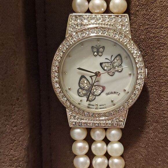 Limited Edition! Ross Simons Butterfly and Pearl Wristwatch Papilon - Picture 2 of 16